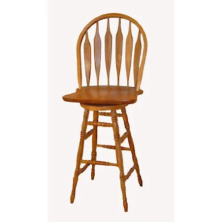 Bent Hoop Bar Stool with Swivel Seat and Turned Legs.
